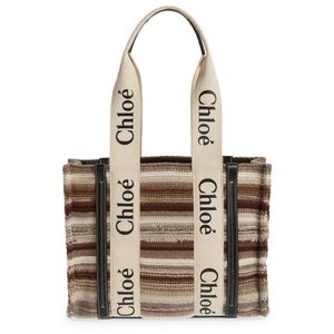 [AUTHENTIC] Chloe Medium Woven Tote Bag - Neutral Tones